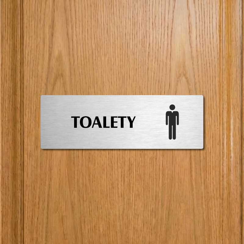 Toalety muži, 200x66mm, zlatá popiska 